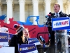 Governor Schwarzenegger speaks at a rally on the steps of the Supreme Court.