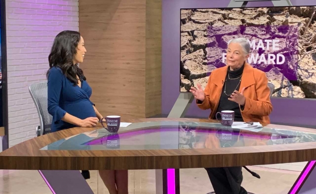 Senator Pavley speaks with Renee Eng on Spectrum 1 News. Photo courtesy of Spectrum 1 News.