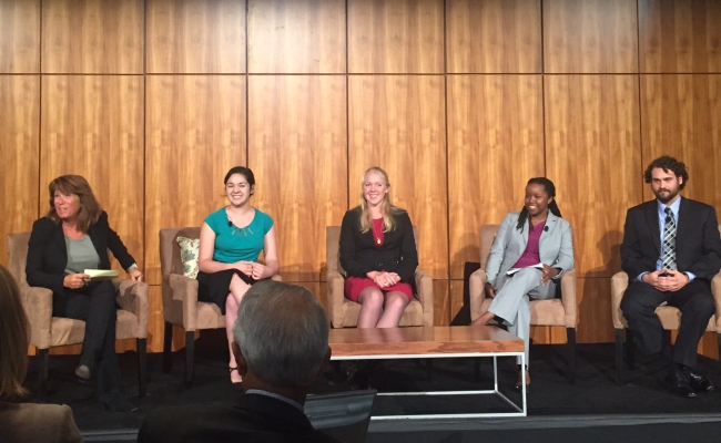 Bonnie Reiss moderating panel at UC Carbon Neutral Summit