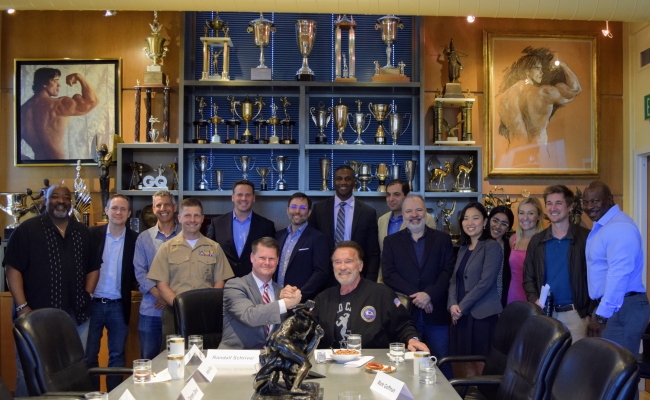 Governor Arnold Schwarzenegger hosts Assistant Secretary of Defense for Indo-Pacific Security Affairs Randall Schriver for a round table discussion.