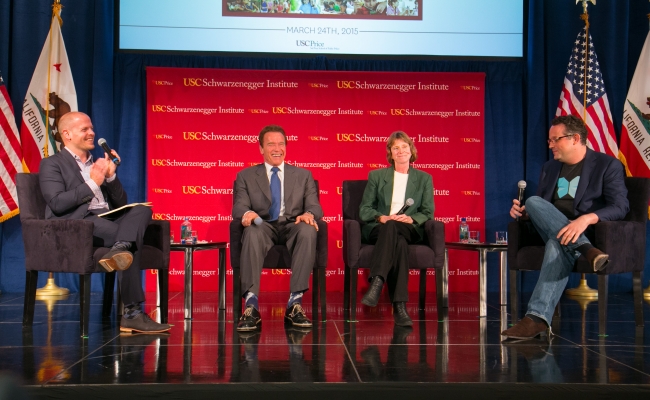 Tim Ferriss, Arnold Schwarzenegger, Maggie Johnson (Google), and Phil Libin (Evernote)