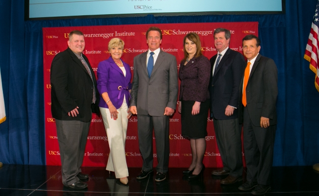 Mayor Jeffrey Lunde-Brooklyn Park, MN, Mayor Betsy Price-Fort Worth, TX, Arnold Schwarzenegger, Mayor Cherie Wood-South Salt Lake City, UT, Mayor Karl Dean-Nashville, TN, and Mayor Miguel Pulido-Santa