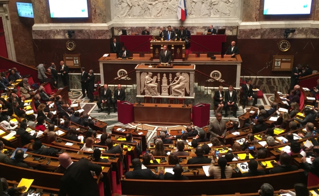 Governor Schwarzenegger addresses more than 500 parliamentary delegates, including close to 300 MP’s from across the world at the National Assembly during COP21