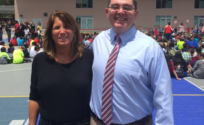 Global Director Bonnie Reiss at the dedication of two new buildings at the Chime Institute’s Schwarzenegger Community School.