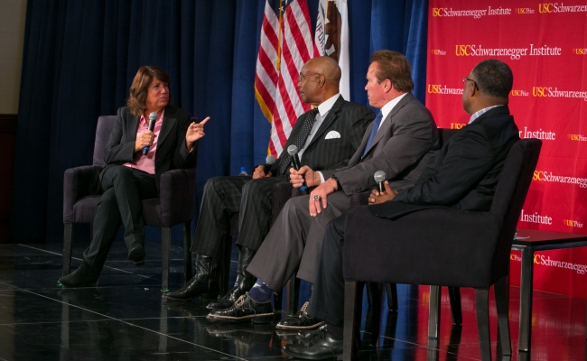 Bonnie Reiss, Chief Frank Fowler, Arnold Schwarzenegger, Rod Paige