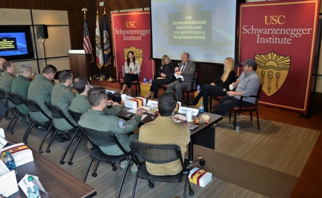Jamie Hyder moderates a panel with Janet Zucker, Chris Lawson, Marina Dompke, and Dan Wilson.