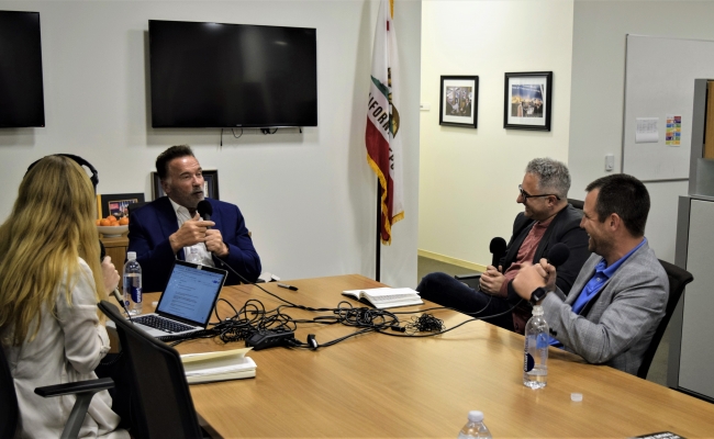 Julia Pyper, Brandon Hurlbut, and Shane Skelton interview Arnold Schwarzenegger about his bipartisan approach to environmental policy.