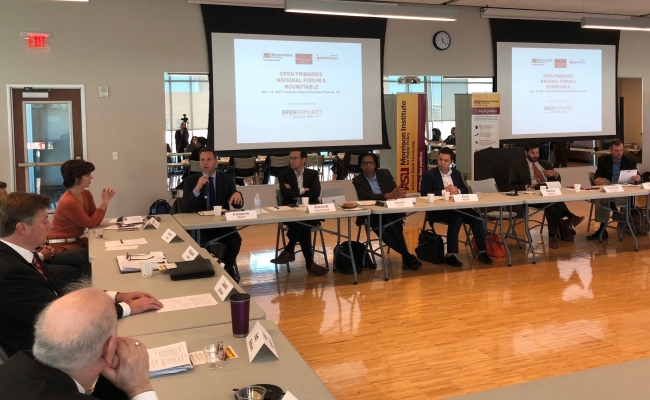 Schwarzenegger Institute Director of Strategic Initiatives Conyers Davis, speaks to the forum