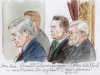 Steve Case, Arnold Schwarzenegger and William Whitford seated in courtroom during argument (Art Lien)