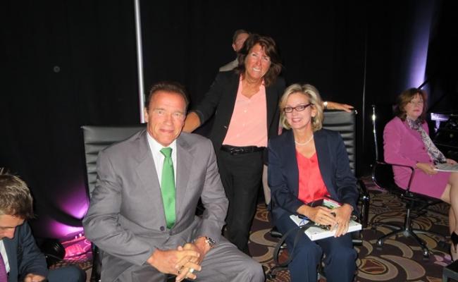 Governor Schwarzenegger, Schwarzenegger Institute Global DirectorBonnie Reiss and Governor Granholm at the Clean Energy Summit
