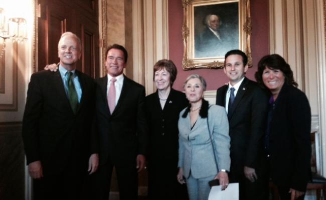 Senator Jerry Moran, Arnold Schwarzenegger, Senator Susan Collins, Senator Barbara Boxer, Senator Brian Schatz, Bonnie Reiss